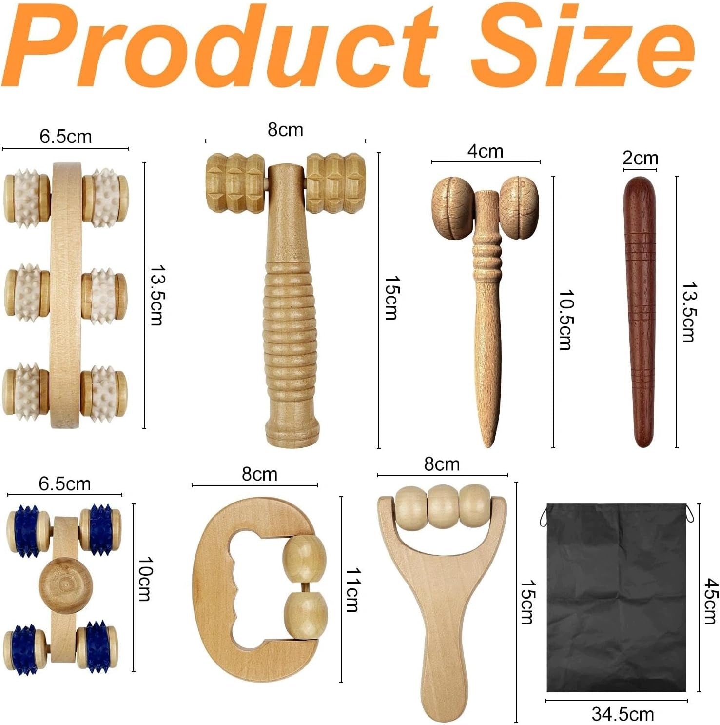 MASSAGE SET WOODEN BODY ROLLER MANUAL MASSAGER WOOD 8 PIECES Brand no brand