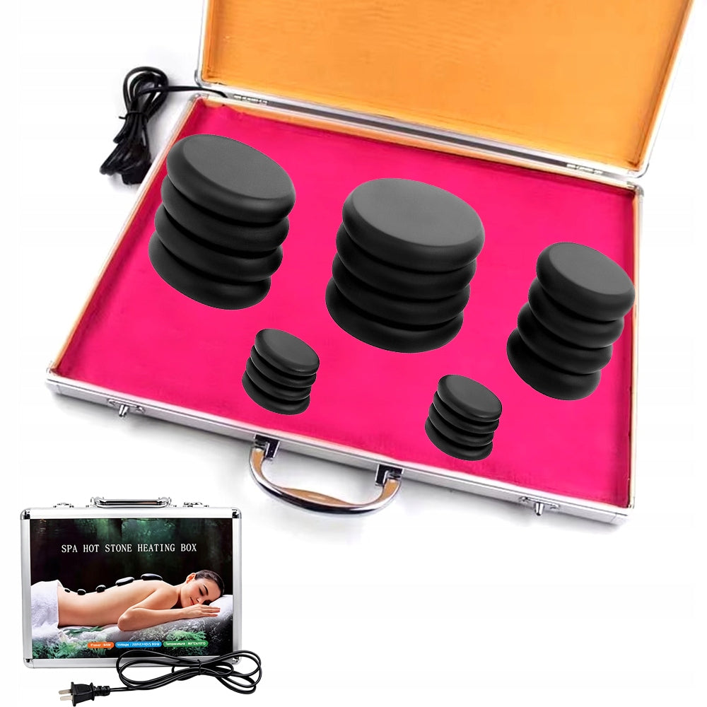 MASSAGE STONE SET OF VOLCANIC STONES WITH HOME SPA HEATER