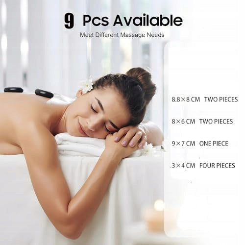 MASSAGE STONES HOT BASALT SET OF 9 PIECES FOR RELAXING HOME Kind stone set