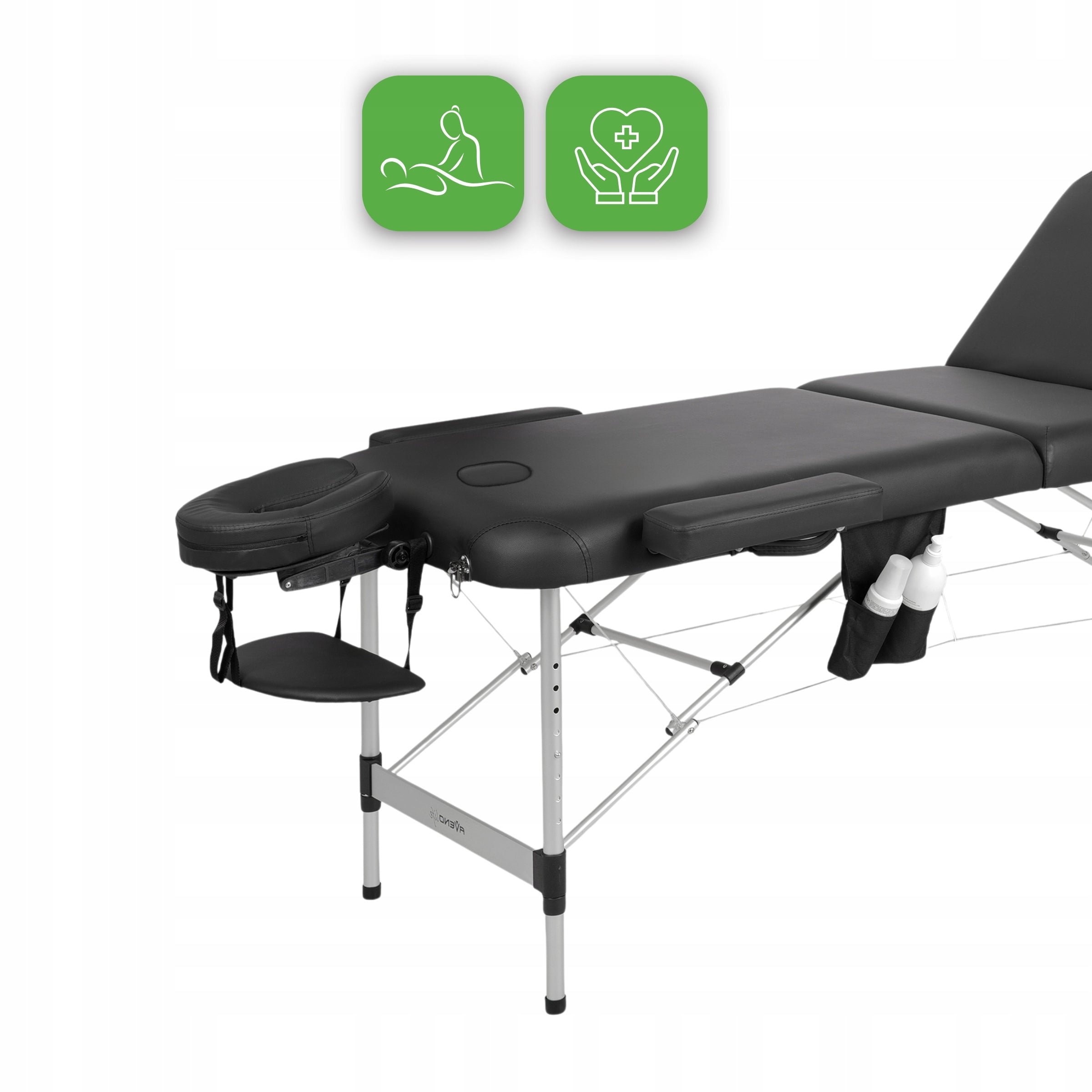 MASSAGE TABLE FOLDING PORTABLE ALUMINUM 3 SEGMENTS ADELE 60 CM BLACK Color black