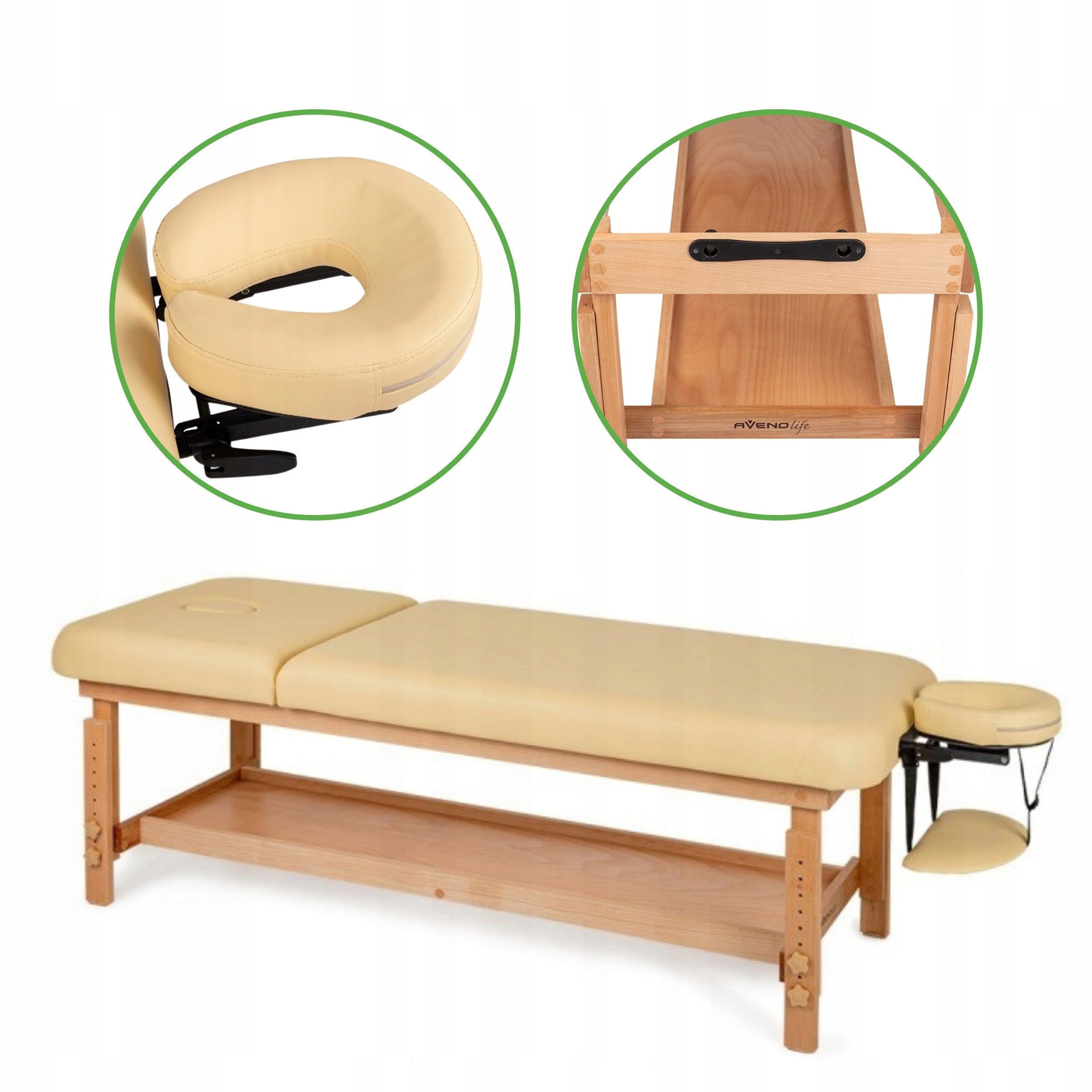 MASSAGE TABLE WOODEN COUCH 2SEGMENTS SHELF ADJUSTABLE FOAM 6CM HABYS Frame material wood