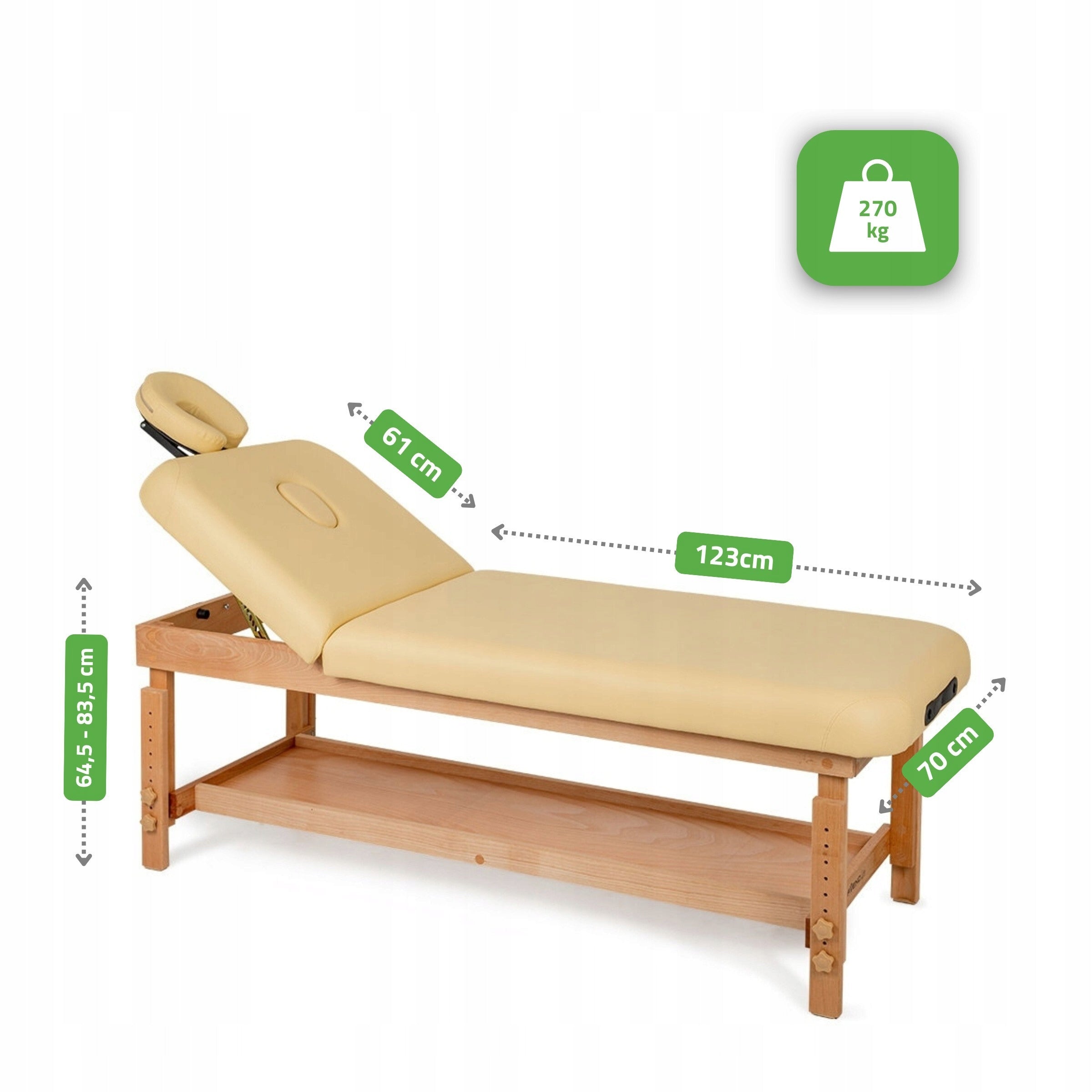 MASSAGE TABLE WOODEN COUCH 2SEGMENTS SHELF ADJUSTABLE FOAM 6CM HABYS Manufacturer code Leżanka
