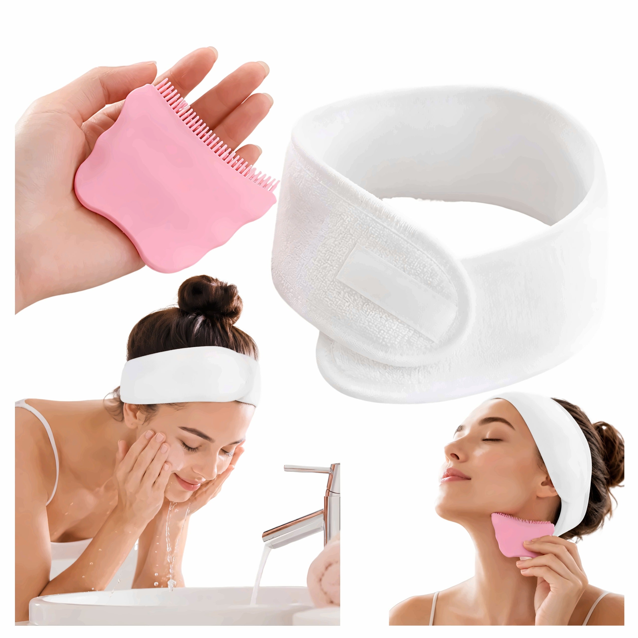 MASSAGER BRUSH FOR FACE AND CHIN NECK SET WITH MAKEUP BAND