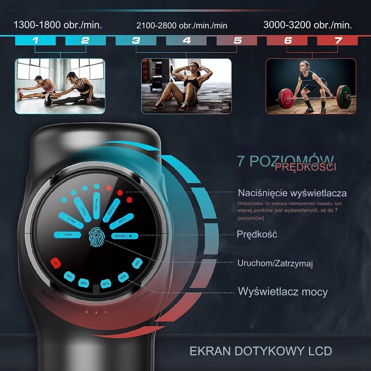 MASSAGER GUN Cotsoco muscle massage PREMIUM touch LCD 3000mAh +CASE Brand Cotsoco