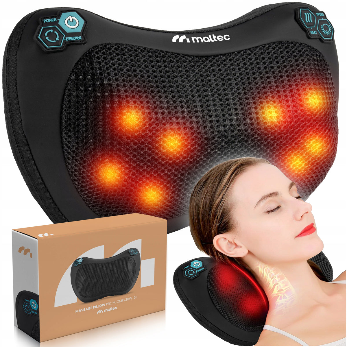 MASSAGER MASSAGE PILLOW SHIATSU FOR BACK NECK LEGS BODY HEATING