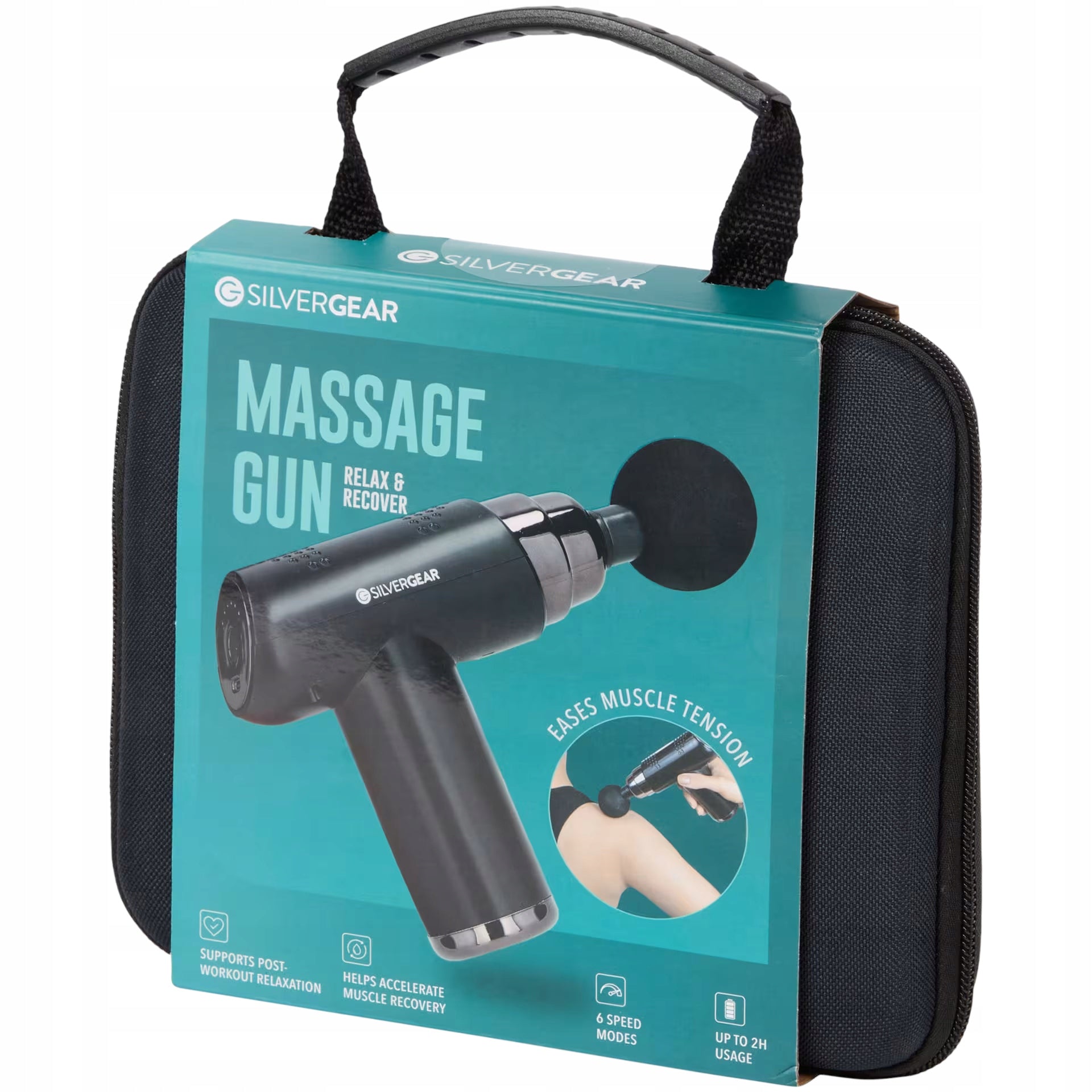 MASSAGER SILVERGEAR MASSAGE GUN FOR MUSCLES AND BODY 500 IN Manufacturer code PISTOLET MASAŻER CIAŁA KARKU PLECÓW SZYI