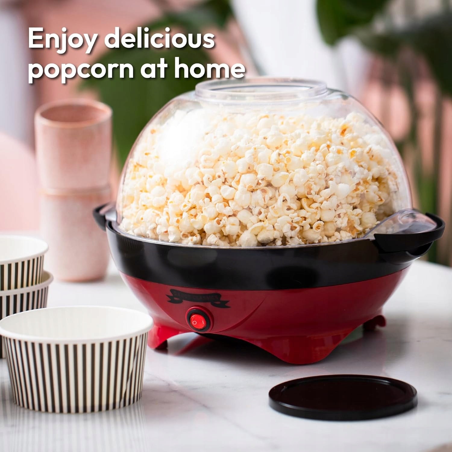 MASZYNA DO POPCORNU 800W 5L NIEPRZYWIERAJĄCA Z MIESZADŁEM CZERWONA RETRO Brand no brand