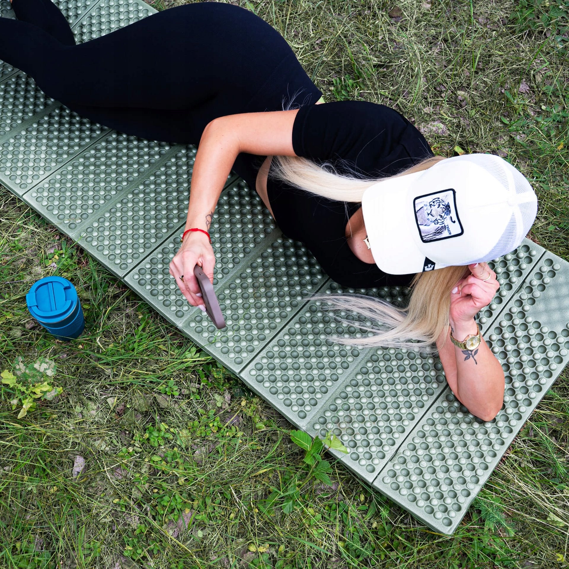 MAT THERMAL INSULATION MAT FOLDING FOR SLEEPING TOURIST CAMPING Color green