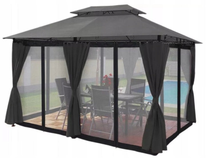 MATERIAL FOR GARDEN PAVILION 3X4M +LED CURTAINS ROOF MOSQUITO NET ANTHRACITE Packaging status original