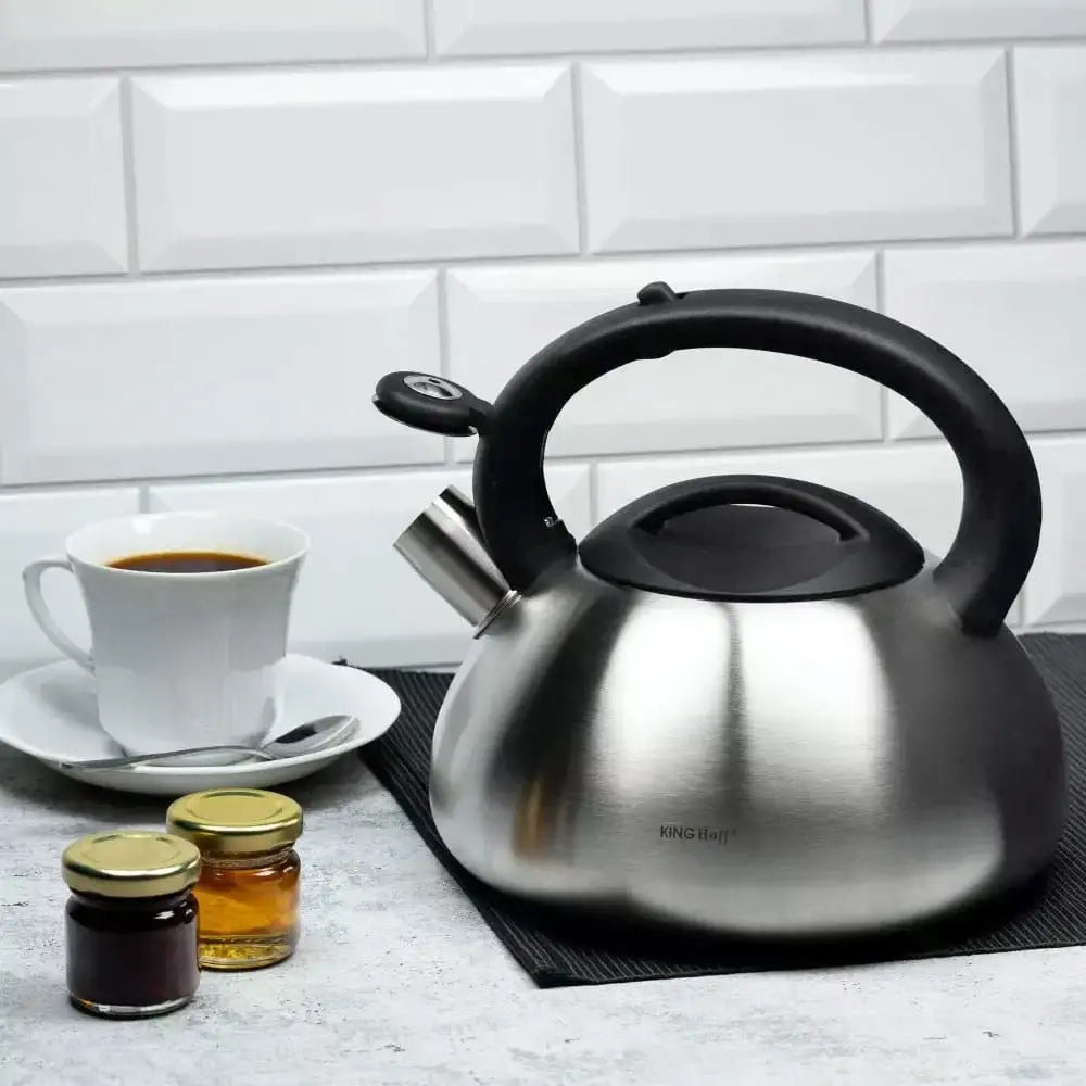 MATT STEEL KETTLE 3 L INDUCTION GAS SATIN KING Hoff Brand Kinghoff