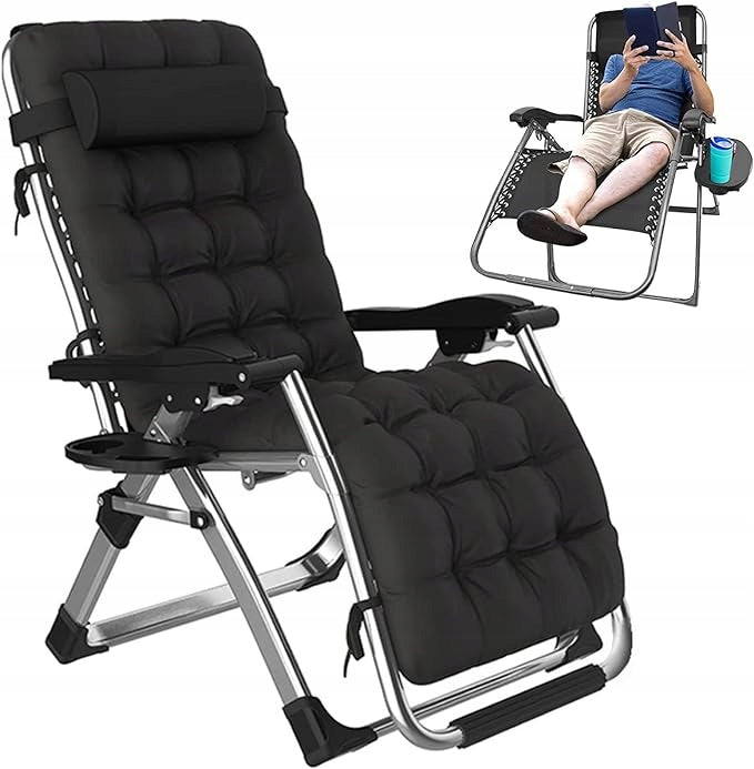 MATTRESS CUSHION FOR SUN LOUNGER CHAIR SOFT 165 cm BLACK - WITHOUT FRAME Manufacturer code 11103