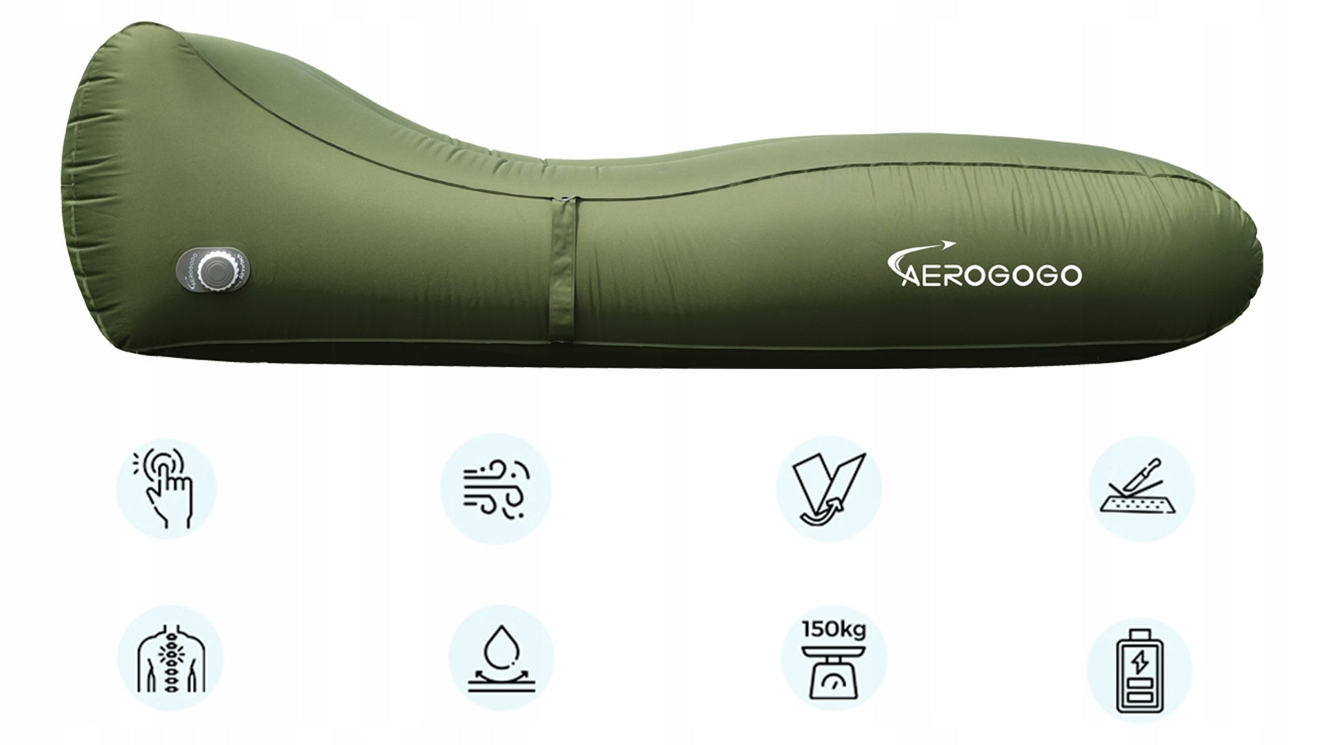 MATTRESS DECKCHAIR automatically inflatable AEROGOGO PS2 Color green