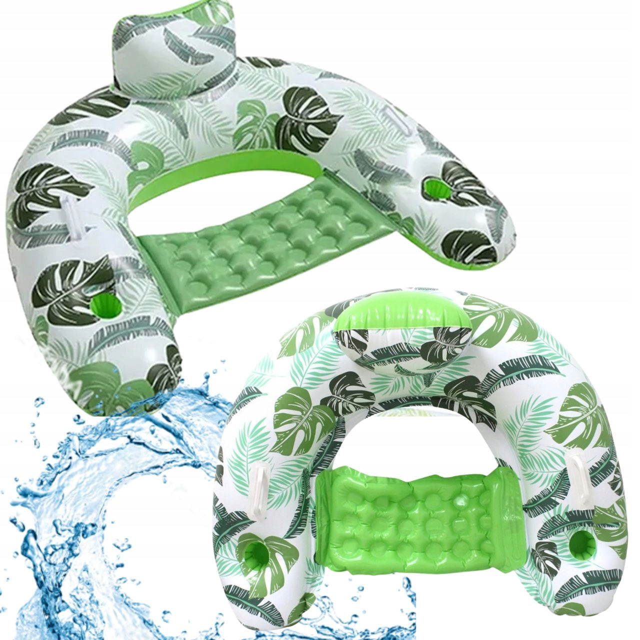 MATTRESS FOR SWIMMING CHAIR INFLATABLE LOUNGER WITH BACKREST AND PLACE FOR CUPS