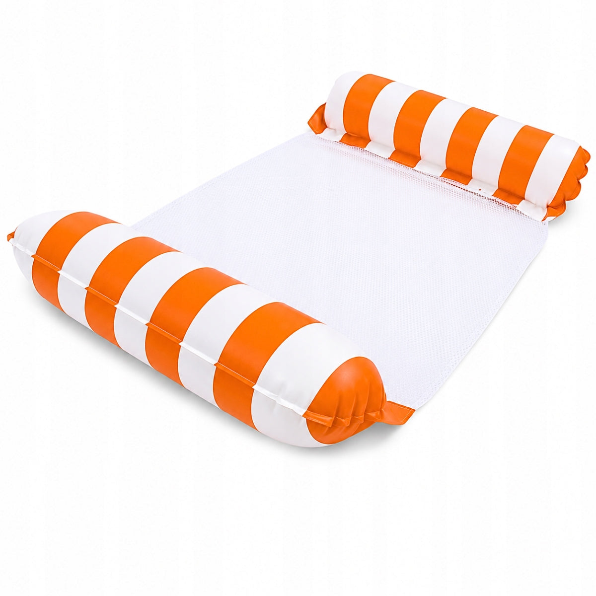 MATTRESS HAMMOCK WATER LOUNGER FOR Swimming WITH MESH Orange Strips Manufacturer code Materac Hamak Leżak z Siatką Niebieskie Paski