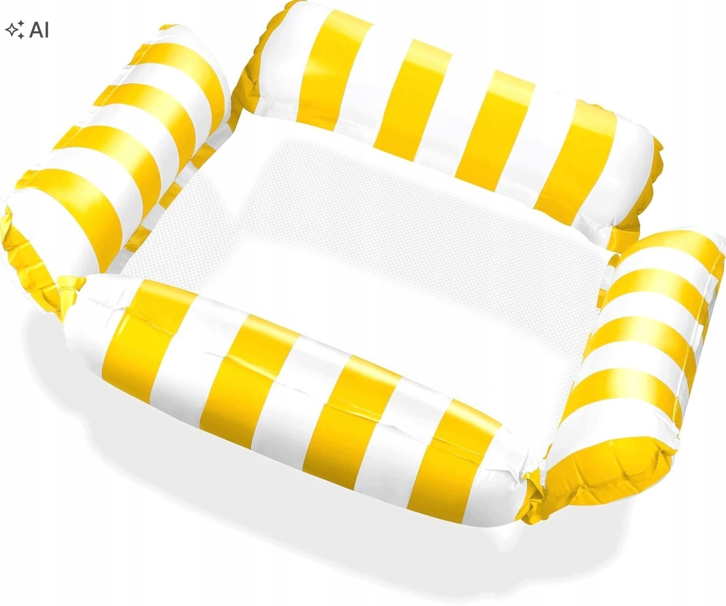 MATTRESS INFLATABLE HAMMOCK WATER LOUNGER WITH MESH FLOATING CHAIR PUMPED YELLOW