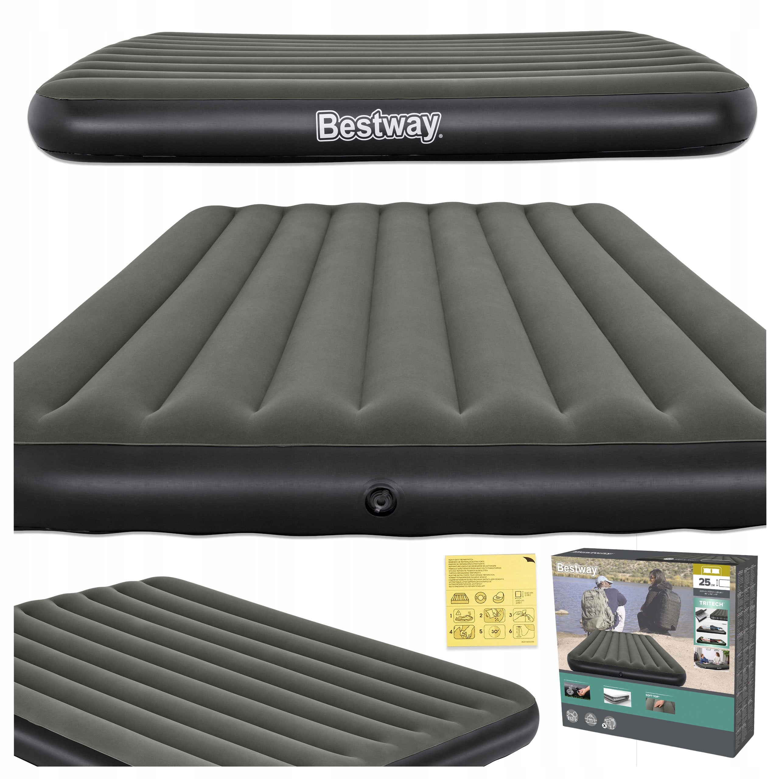 MATTRESS INFLATABLE LARGE SLEEPING BED DOUBLE VELOUR BESTWAY 6713N Manufacturer code STR-6713N/26