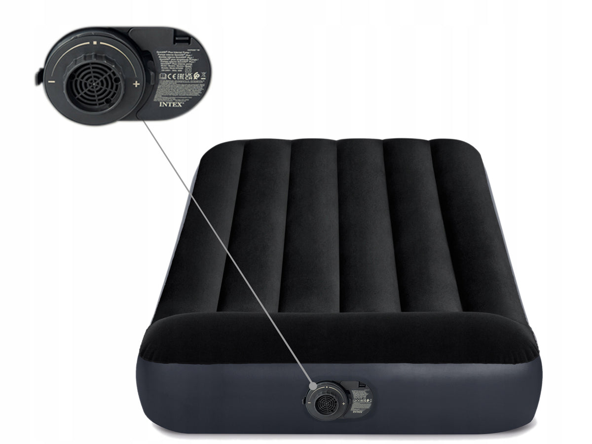 MATTRESS INFLATABLE SLEEPING BUILT-IN SINGLE PUMP INTEX BED 64146 Color black