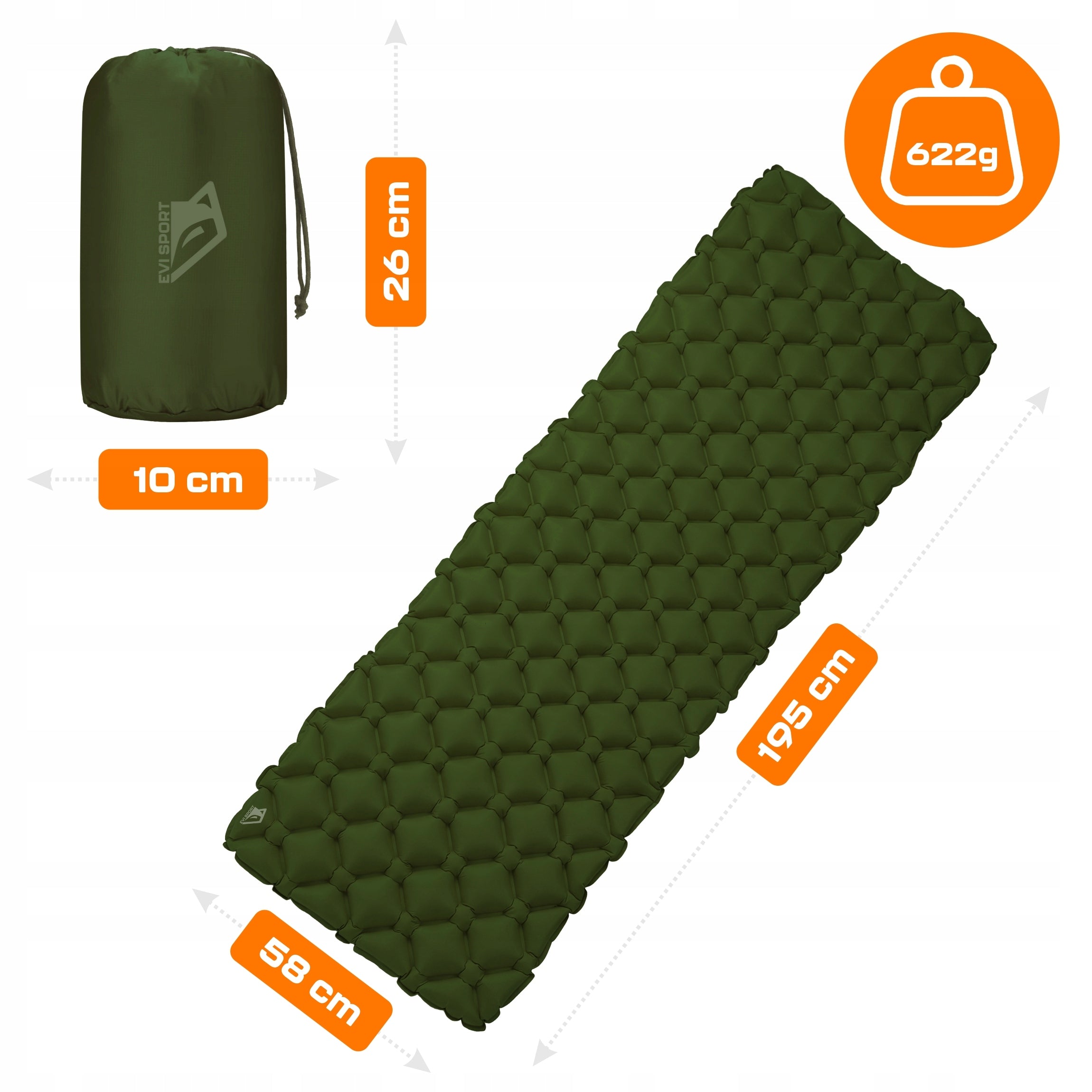 MATTRESS INFLATABLE TOURIST MAT SINGLE PERSON CAMPING TENT SURVIVAL LIGHT Packaging status original