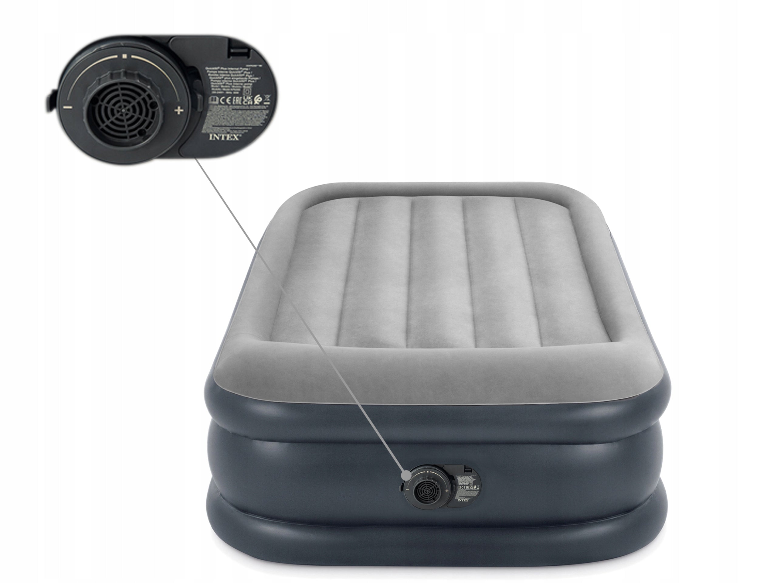 MATTRESS INFLATABLE VELVET BED INTEX 64132ND with PUMP 230V Single Color gray