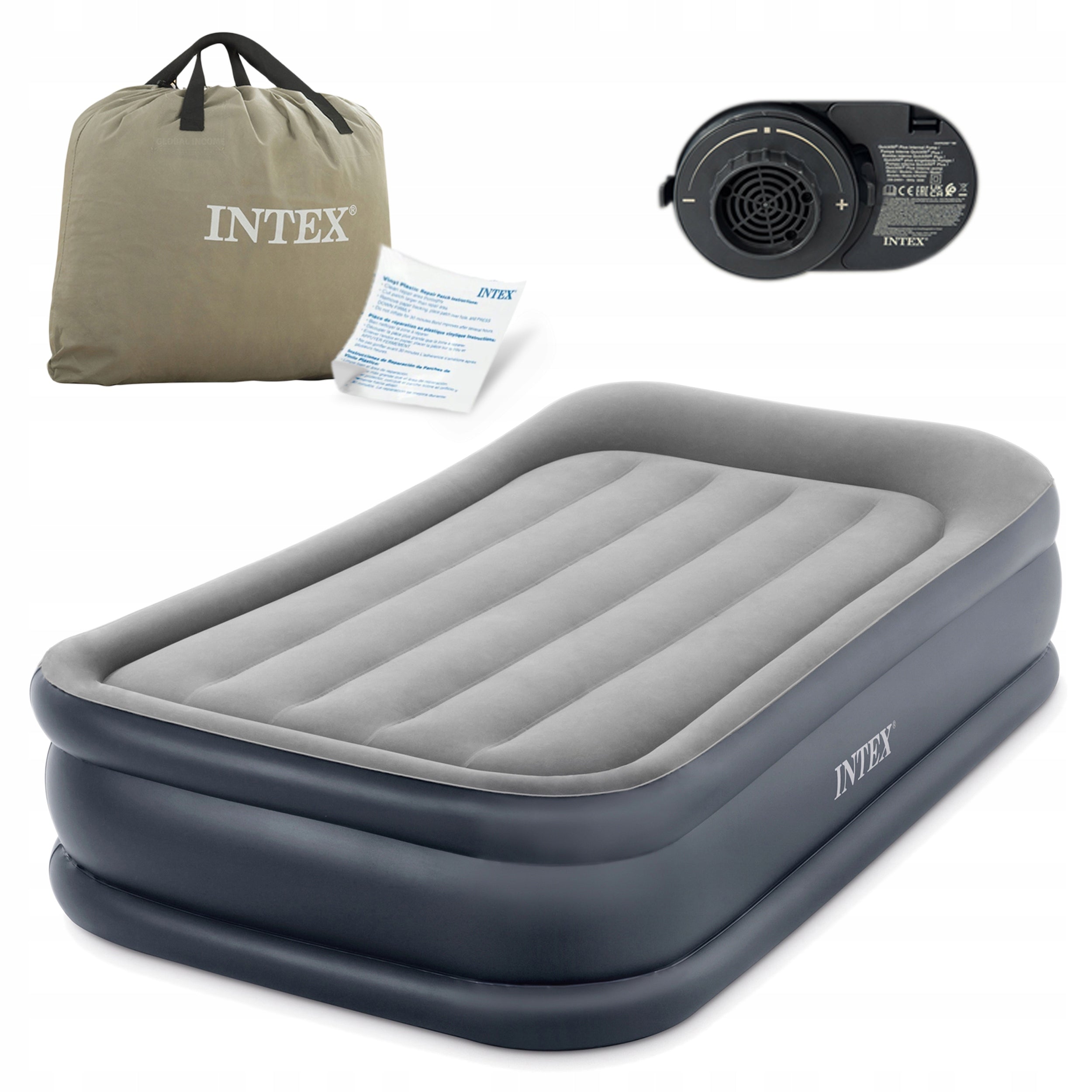 MATTRESS INFLATABLE VELVET BED INTEX 64132ND with PUMP 230V Single