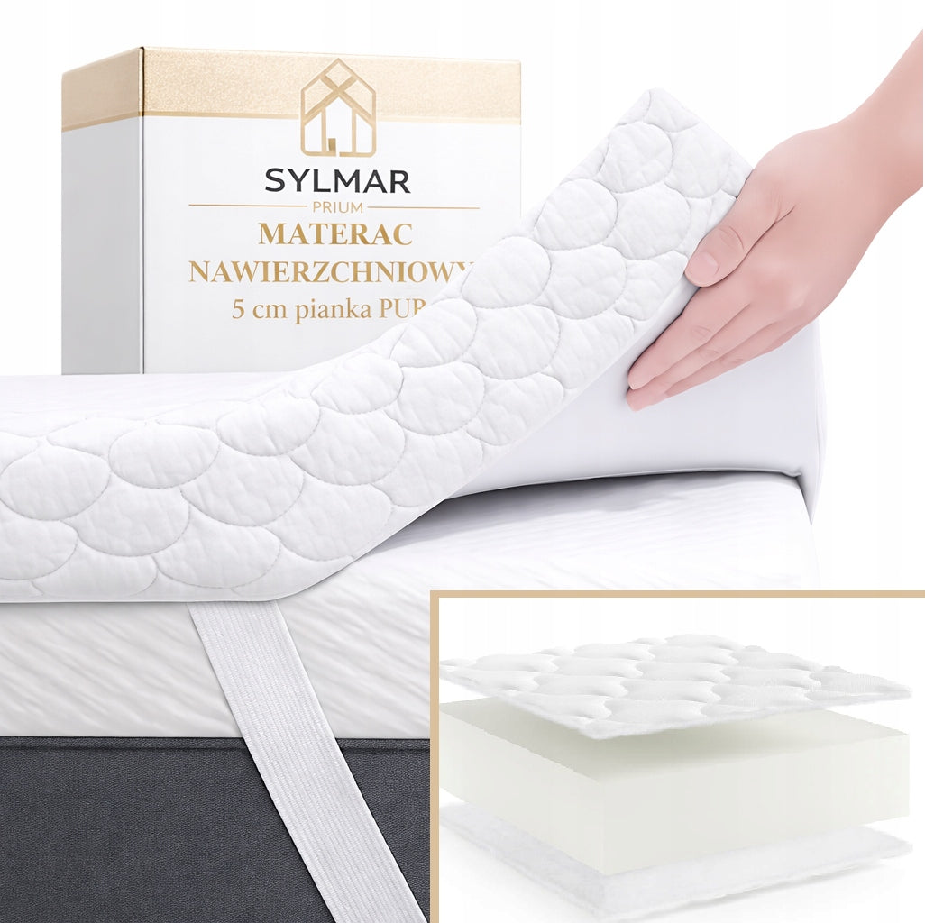 MATTRESS TOPPER 120x200 QUILTED OVERLAY FOAM PUR 5 CM TOPPER SEN