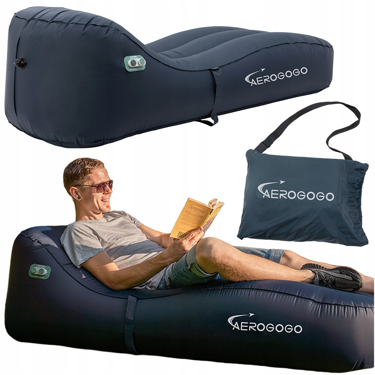 MATTRESS inflatable automatically SUN LOUNGER AEROGOGO GS1 BLUE