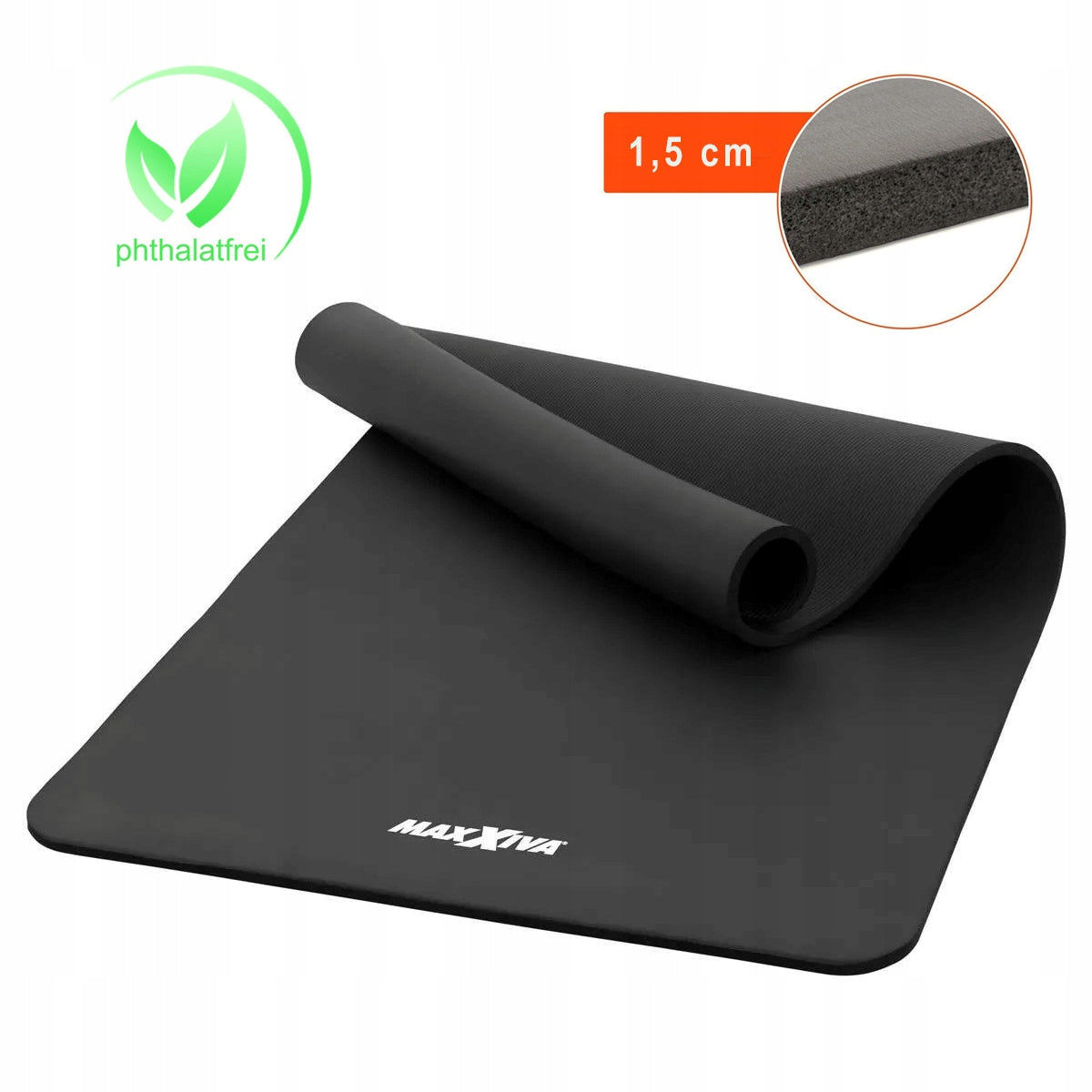 MAXXIVA BLACK FOAM MAT 190x100x1,5cm FOR EXERCISE / YOGA / FITNESS