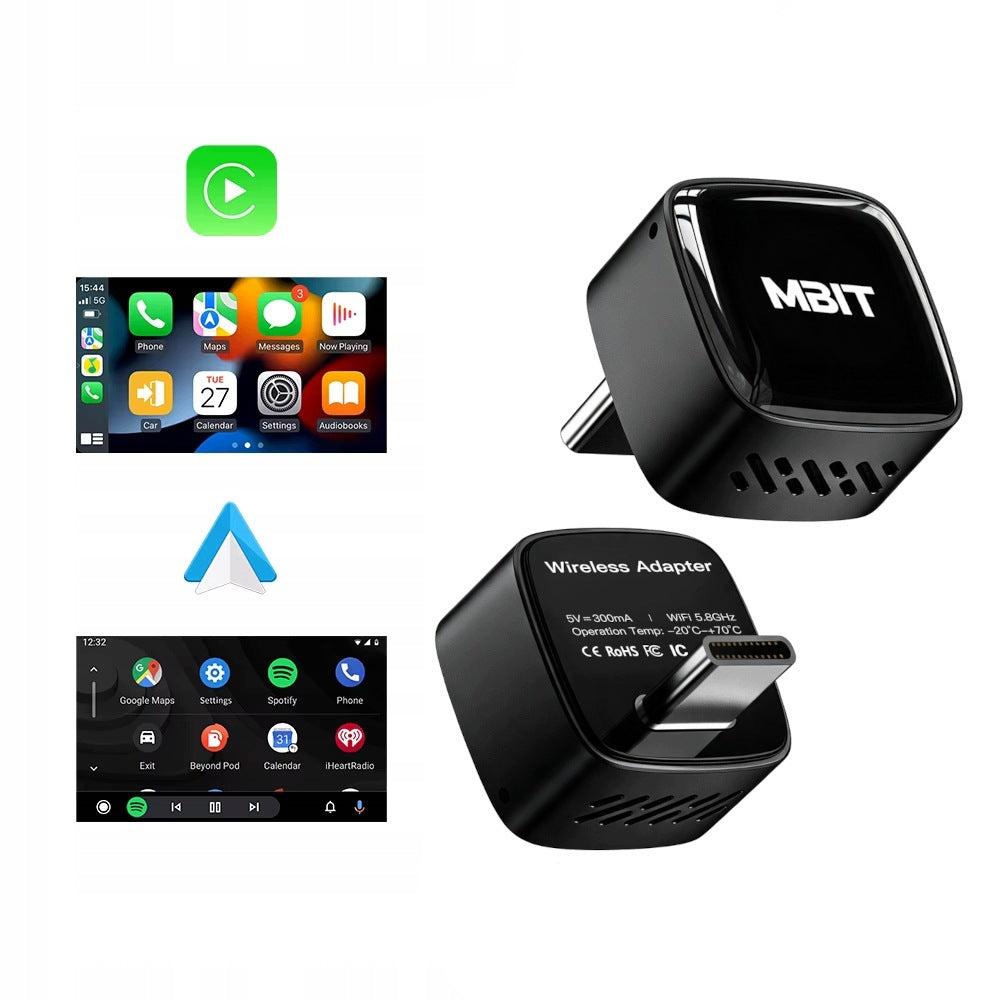 MBIT WIRELESS USB-C CARPLAY ANDROID AUTO 2in1 CarPlay WIFI ADAPTER!