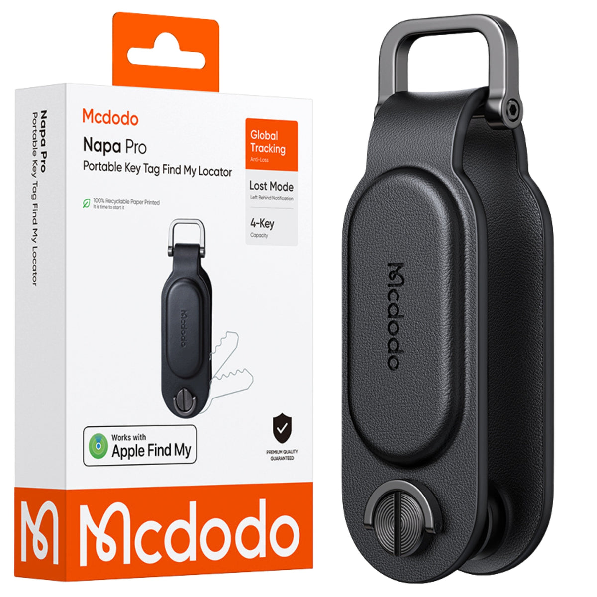 MCDODO GPS KEY LOCATOR FOR APPLE FIND MY KEYCHAIN ORGANIZER BLACK