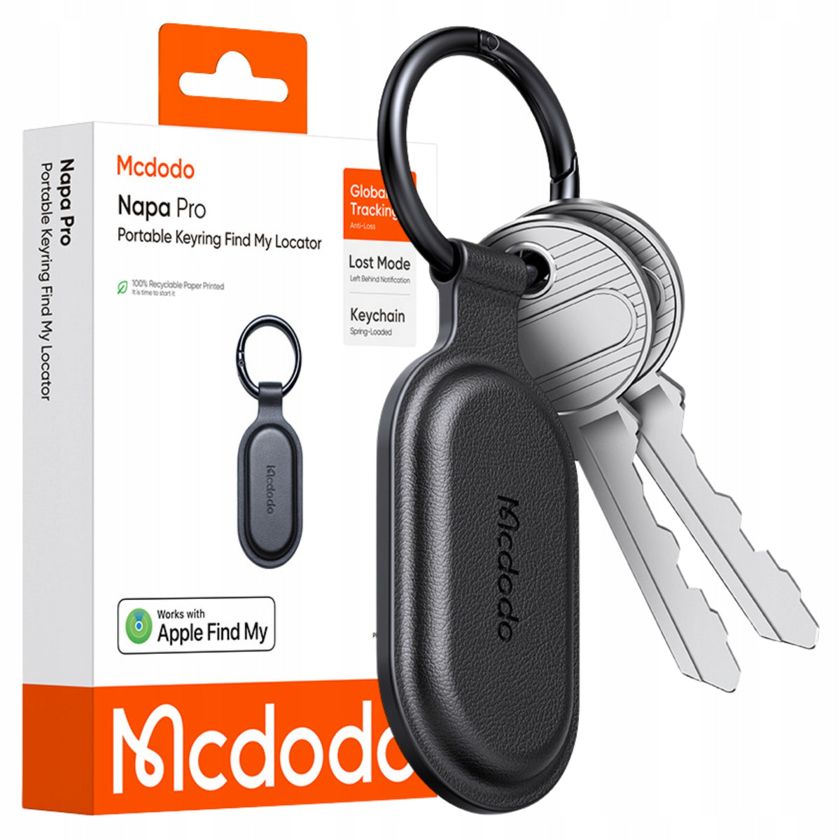 MCDODO MINI GPS LOCATOR FOR CAR BIKE KEYS TO APPLE FIND MY BLACK