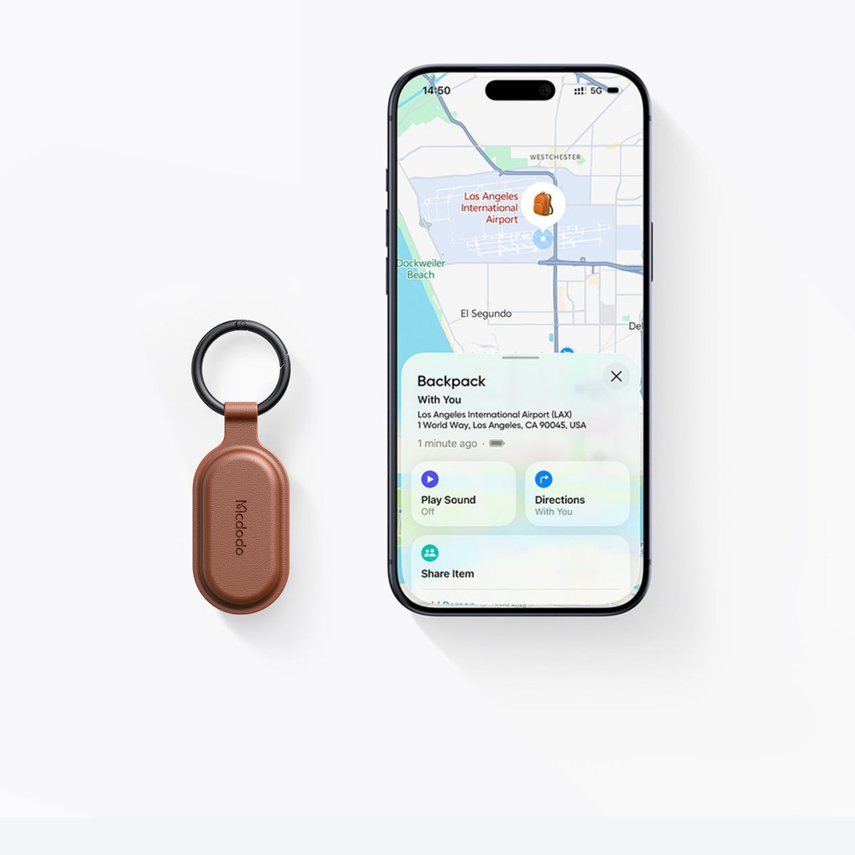 MCDODO MINI GPS LOCATOR FOR CAR BIKE KEYS TO APPLE FIND MY BROWN Packaging status original