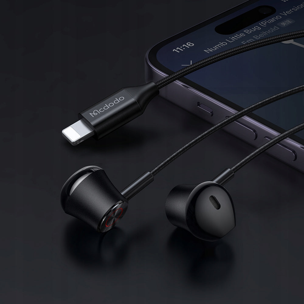 MCDODO WIRED EARBUDS WITH MICROPHONE FOR LIGHTNING IPHONE 13 14 Packaging status original