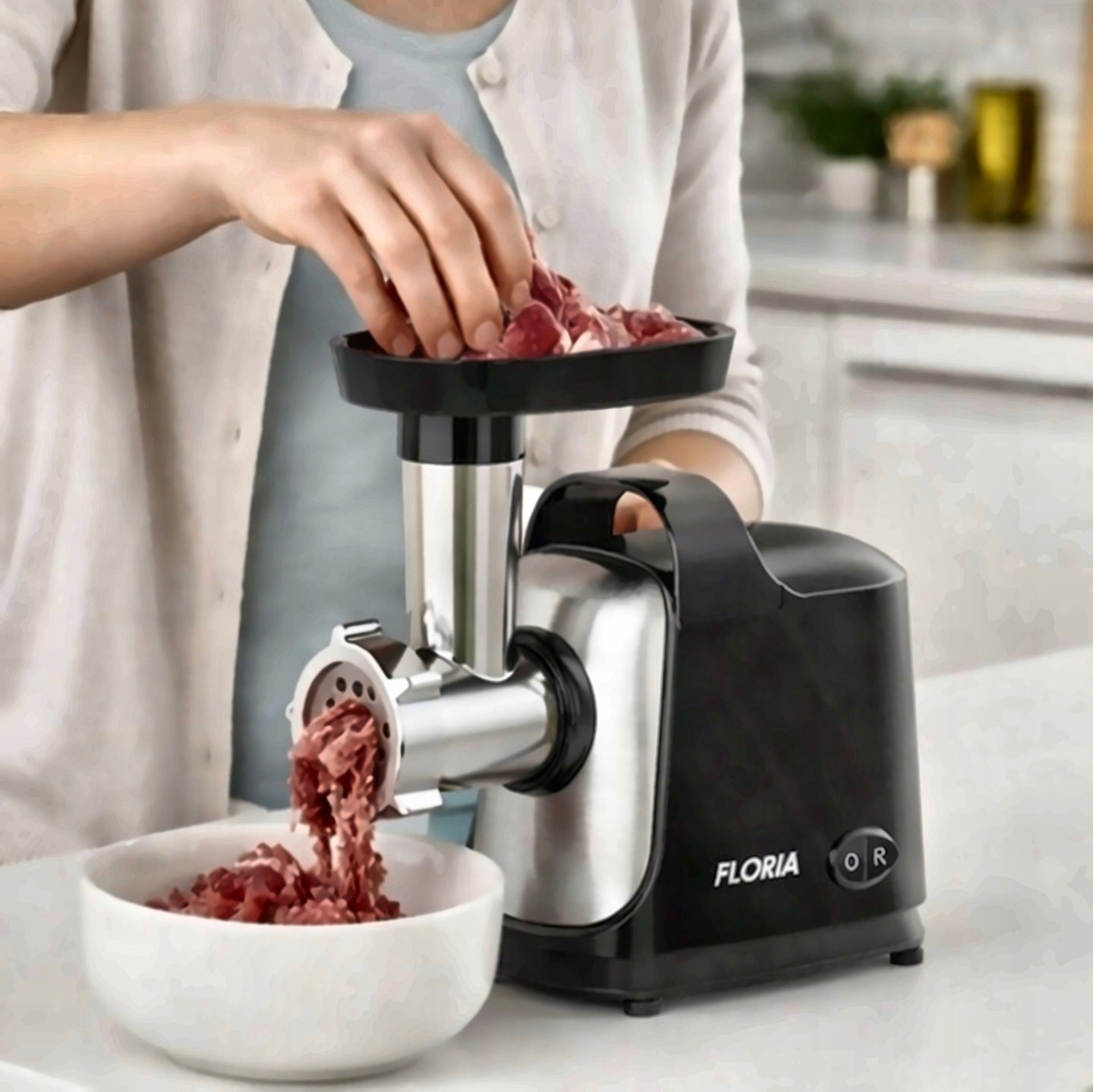 MEAT GRINDER ELECTRIC REVERSE 3 SIEVE SAUSAGE KEBBE 1300W Grinding efficiency 1.5 kg/min