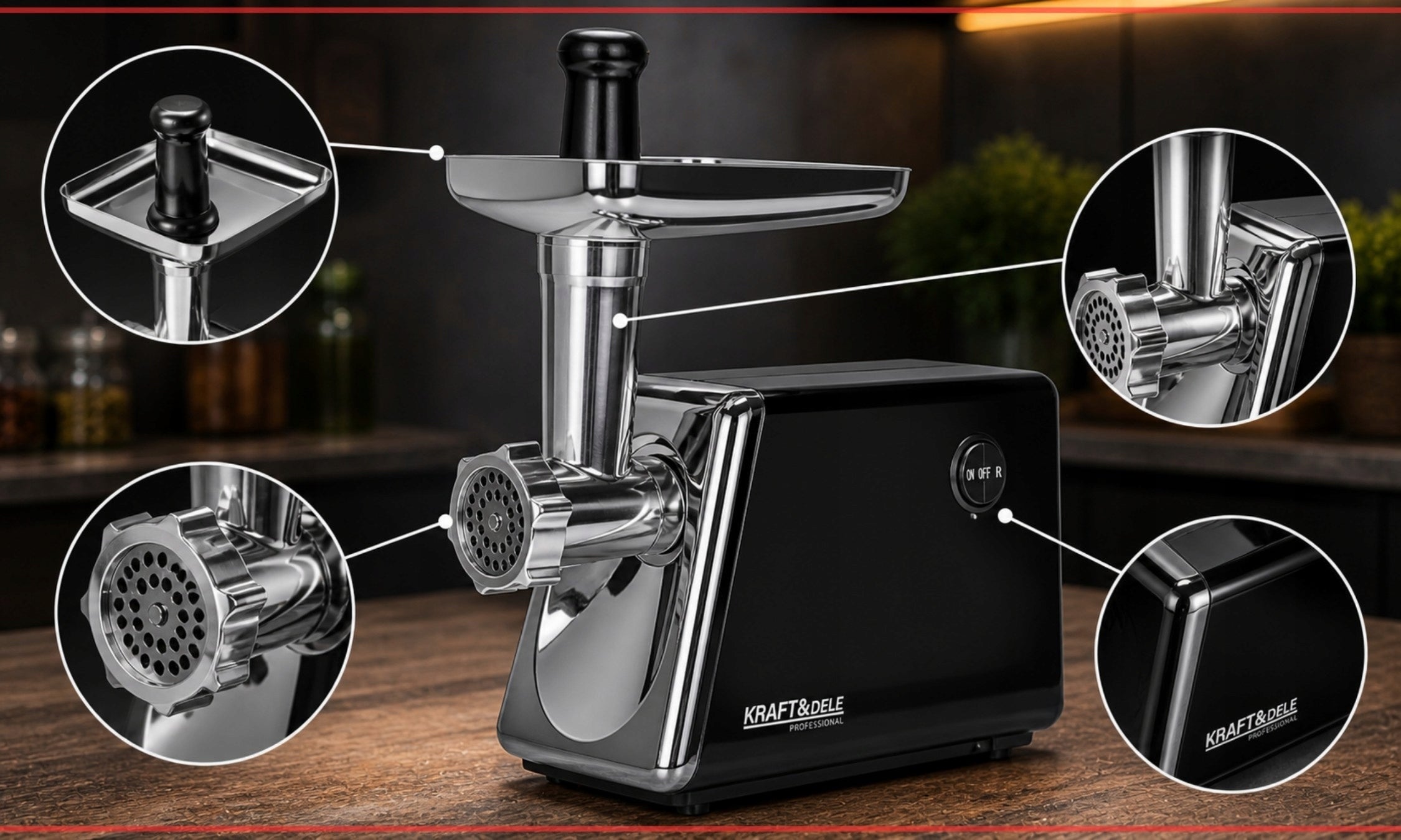 MEAT GRINDER ELECTRIC SET WITH SHREDDER 19in1 2200W Dominant color black
