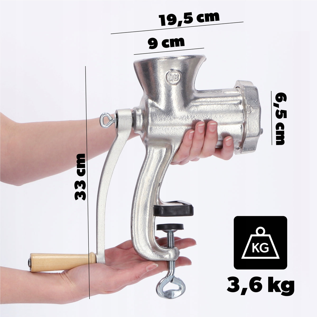 MEAT GRINDER HAND CAST IRON 10 GRINDER ALFA Poland ORIGINAL Dominant color silver/gray