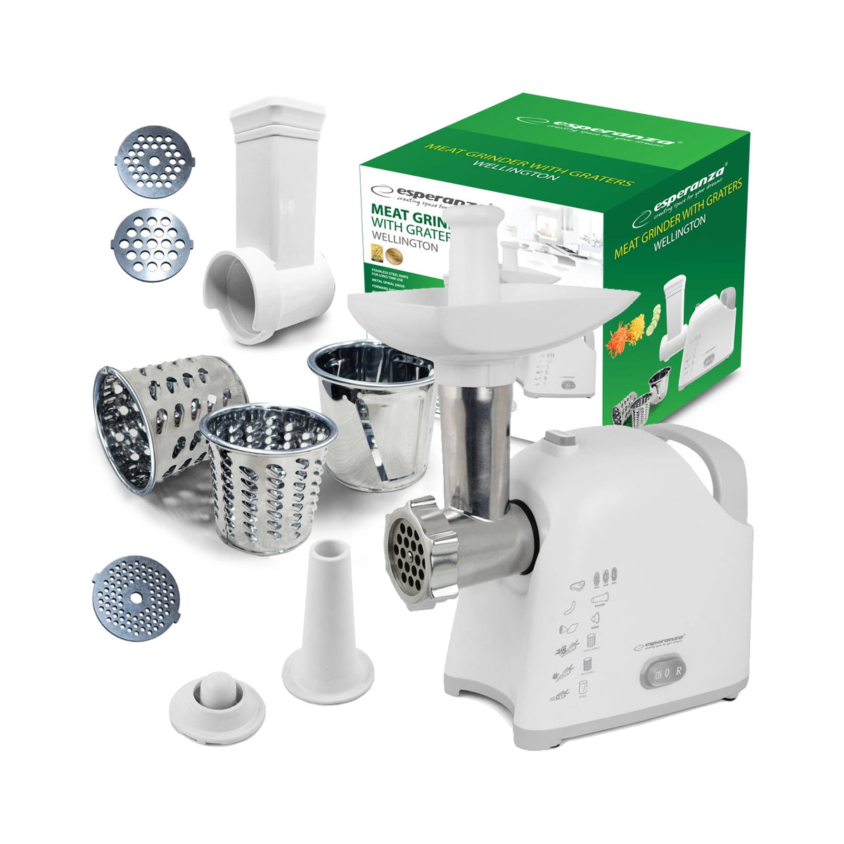 MEAT GRINDER SHREDDER QUIET 2200W 3 SHREDDERS + 3 STRAINERS