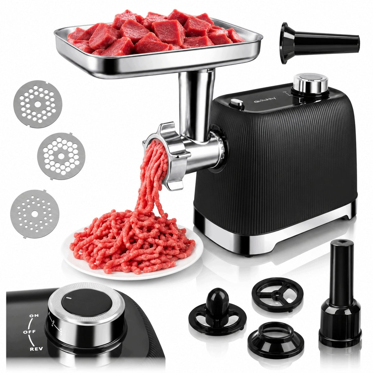 MEAT GRINDER SHREDDER REVERSE GEAR 2400W 2,5KG/MIN 3 SIEVES