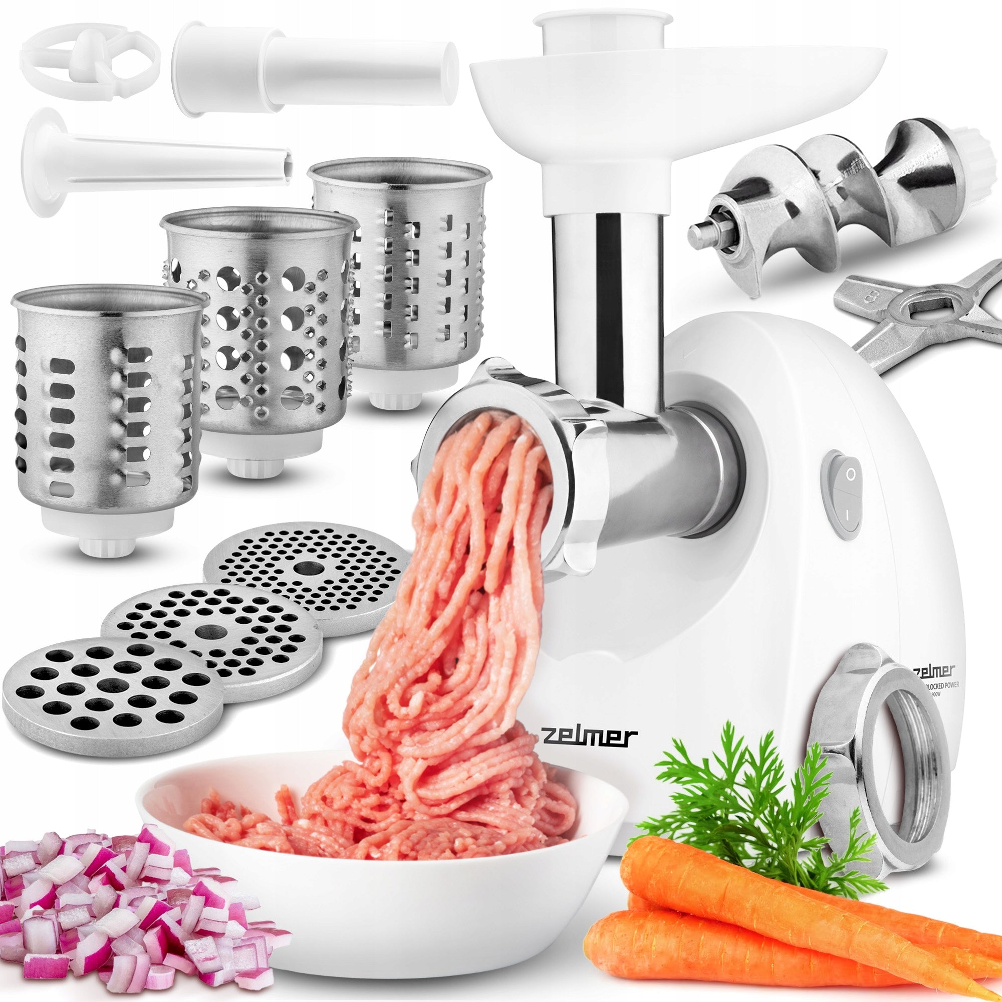 MEAT GRINDER + SHREDDER ZELMER ZMM4048B 1900W white