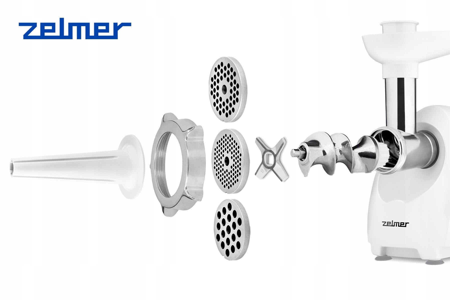 MEAT GRINDER ZELMER SHREDDER SOFT FRUIT JUICER Dominant color white