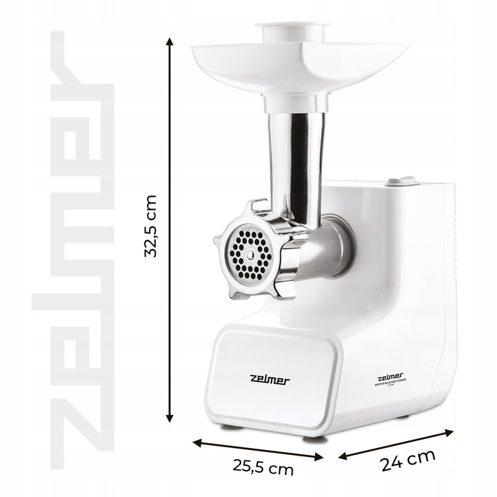 MEAT GRINDER ZMM 3512B ZELMER 1500W WHITE Dominant color white