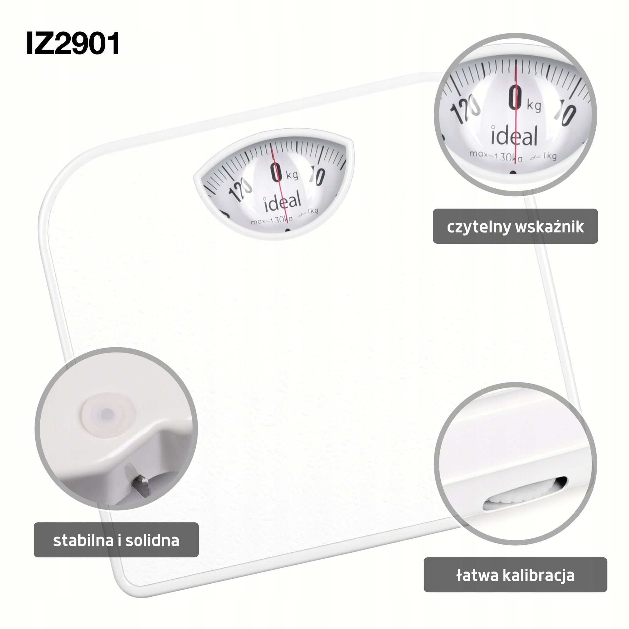 MECHANICAL BATHROOM SCALE CLASSIC ANALOGUE UP TO 130KG IZ9201 WHITE Manufacturer code IZ9201