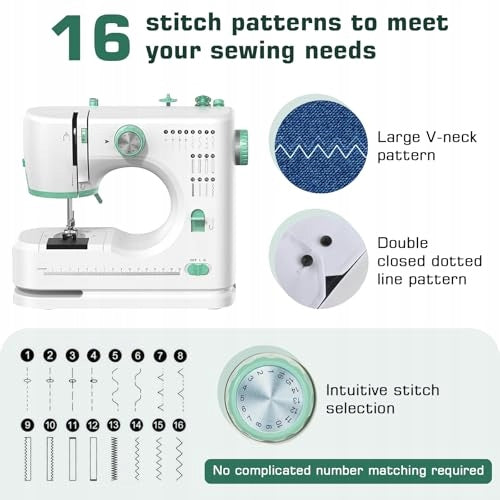 MECHANICAL SEWING MACHINE 16 STITCHES FOR BEGINNERS WITH TABLE Kid's age 0＋