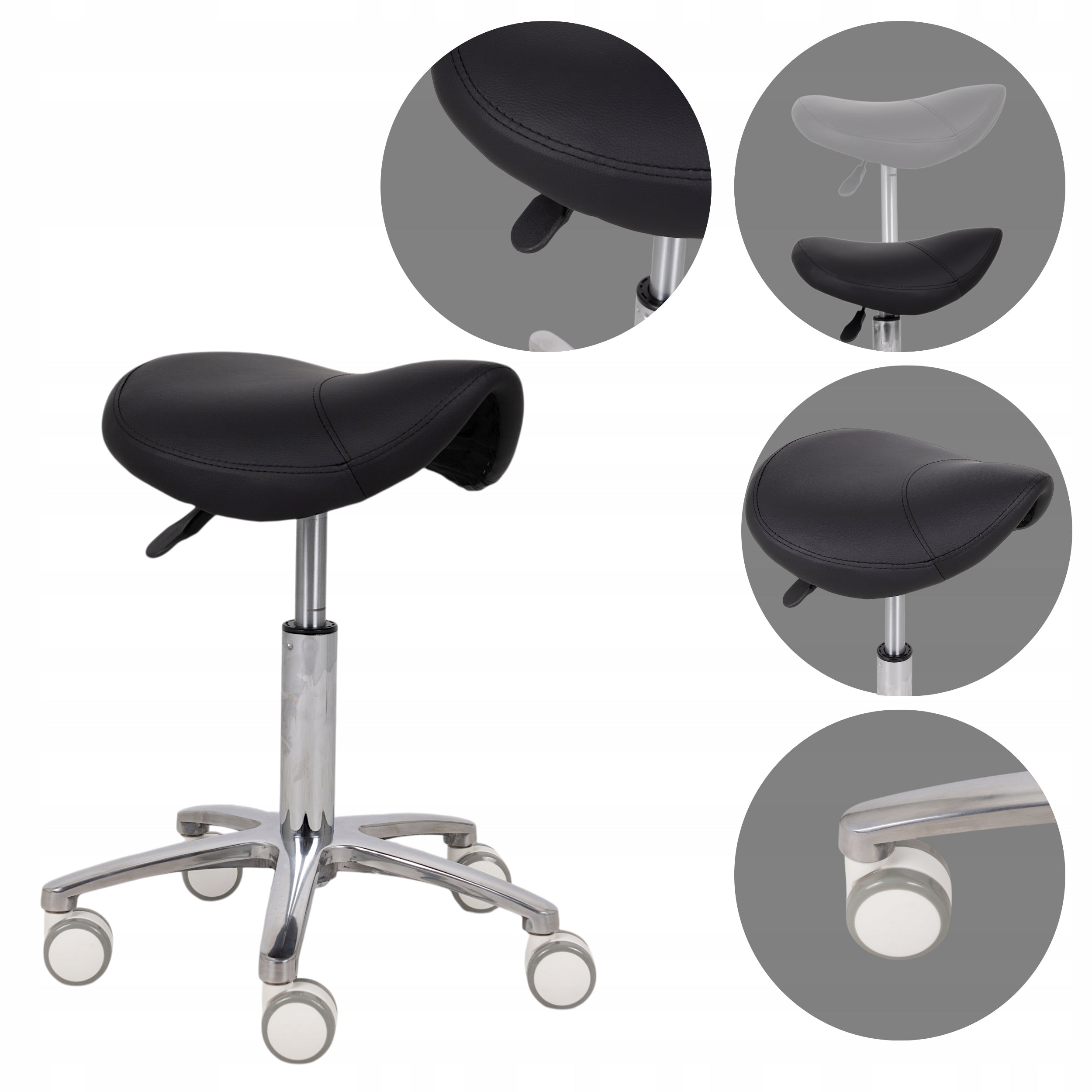 MEDICAL COSMETIC STOOL ON WHEELS SWIVEL SADDLE FOR OFFICE LILA