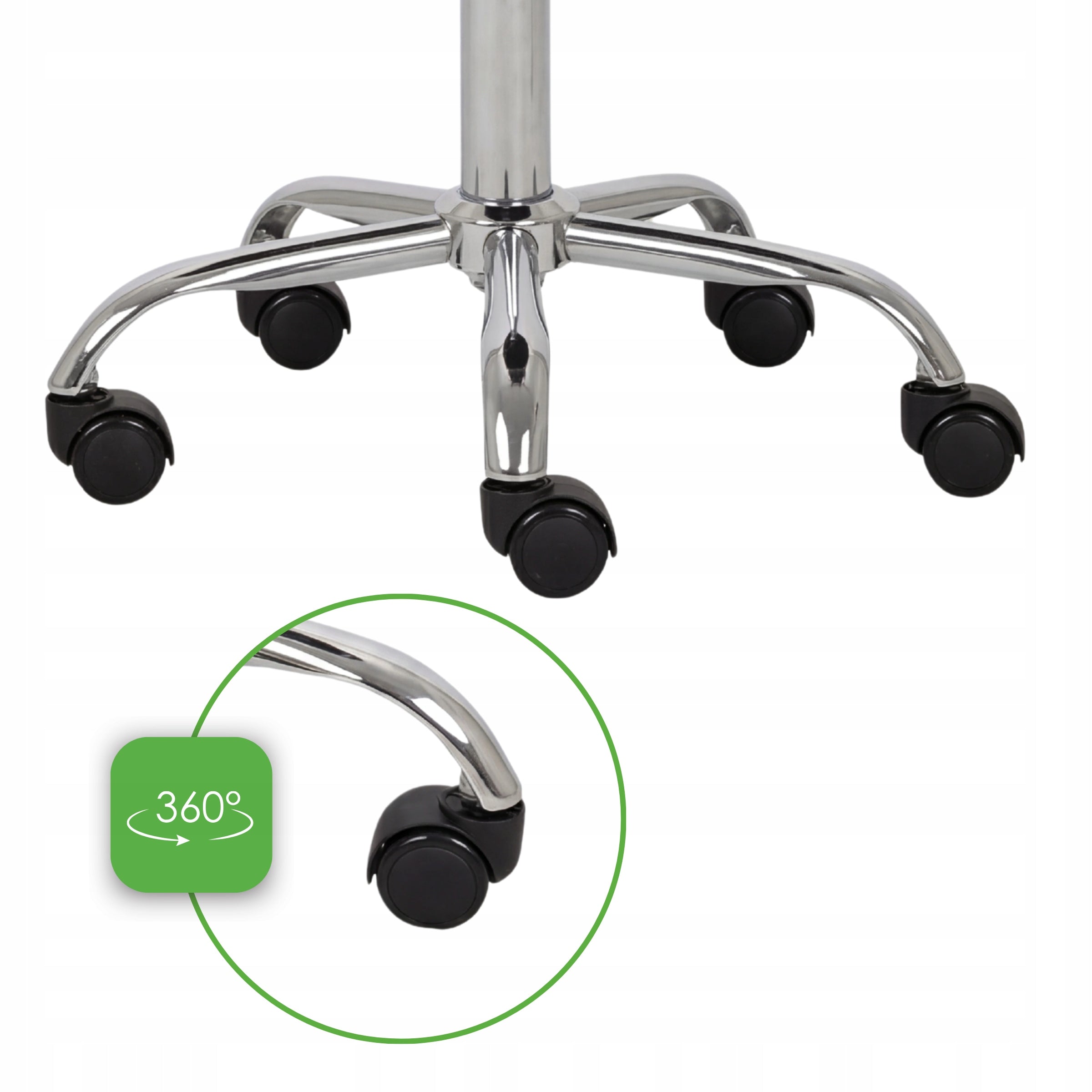 MEDICAL HAIRDRESSER COSMETIC STOOL BLACK ON WHEELS ROTATING CIRCLE Brand Habys