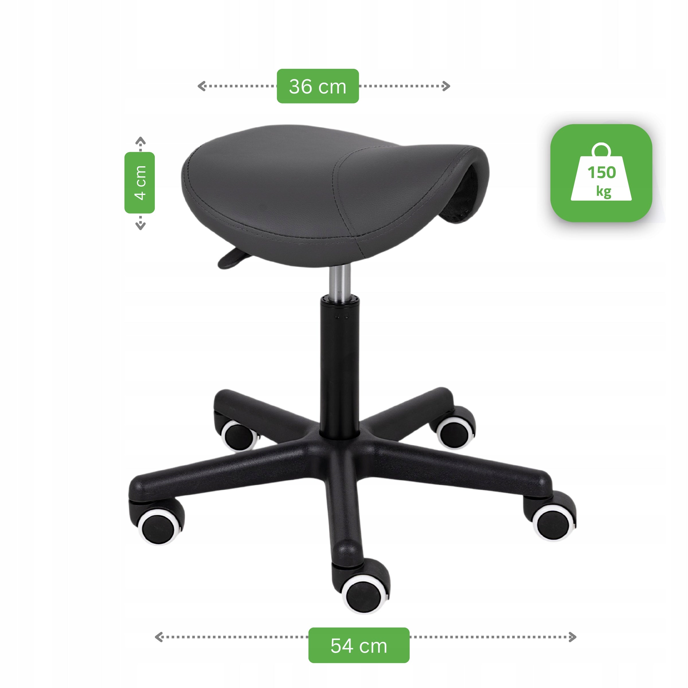 MEDICAL HAIRDRESSER COSMETIC STOOL GREY ON WHEELS SWIVEL SADDLE Packaging status original