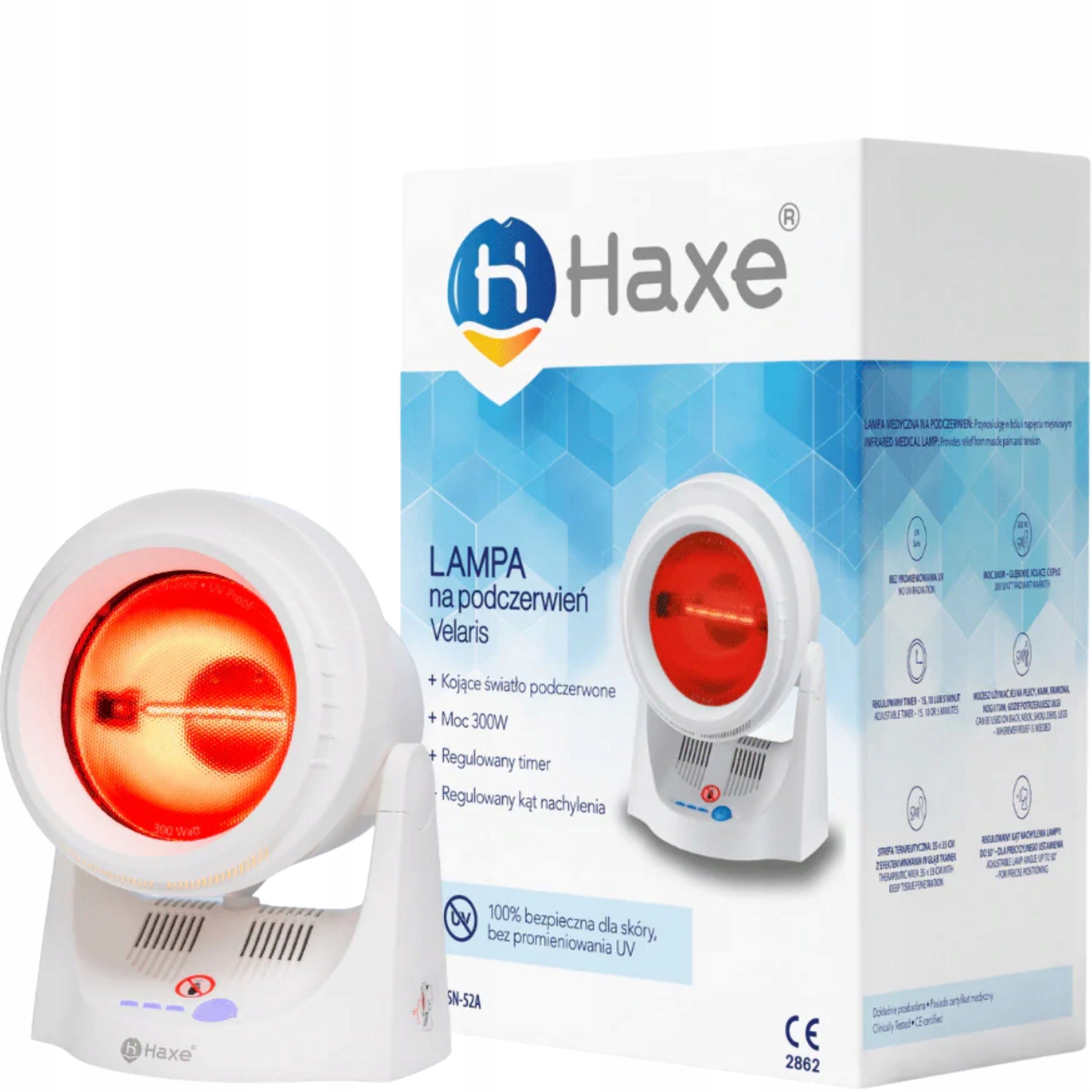 MEDICAL HEALING INFRARED LAMP HAXE VELARIS 300W TIMER AND GLASSES Medical device yes