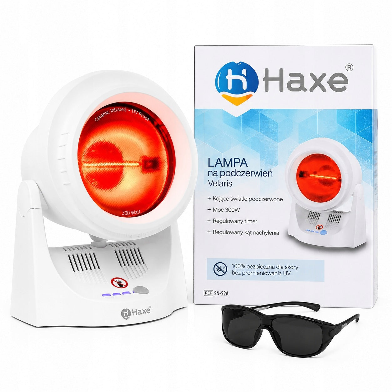MEDICAL HEALING INFRARED LAMP HAXE VELARIS 300W TIMER AND GLASSES