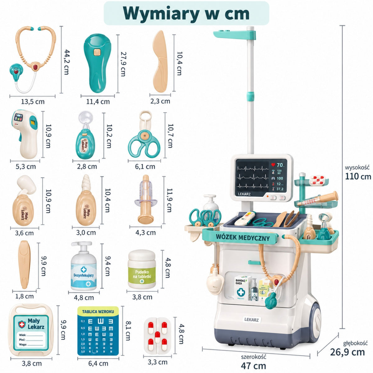 MEDICAL KIT DOCTOR MEDICAL STROLLER ECG Interactive LARGE Doctor small d Manufacturer code 13835