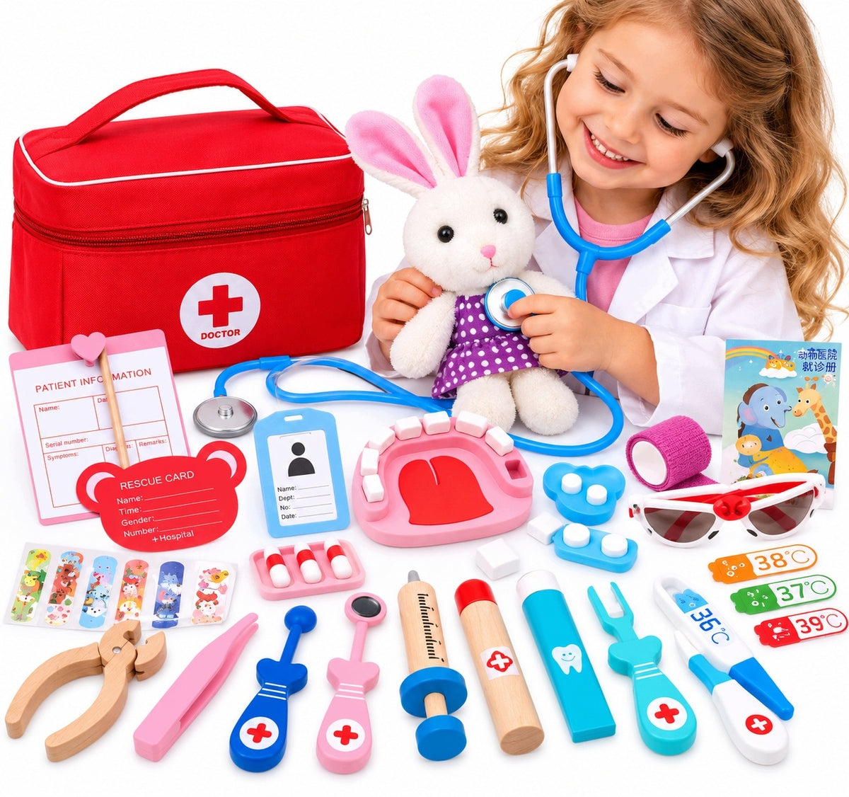 MEDICAL KIT XXL FOR CHILDREN SMALL DOCTOR DENTIST BAG BUNNY