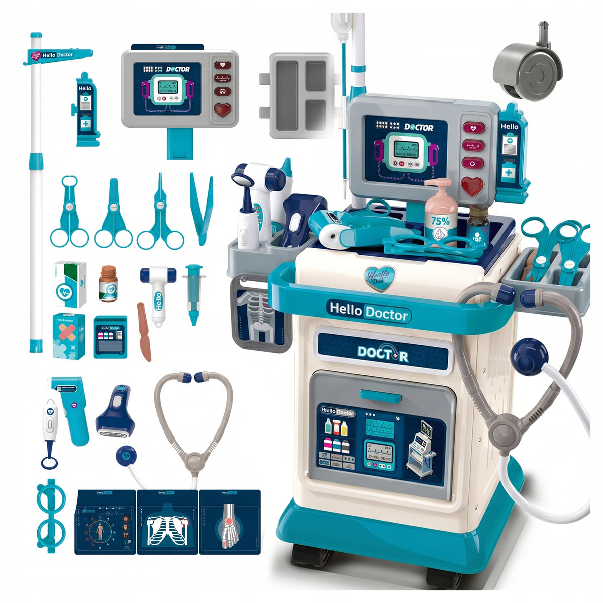 MEDICAL TROLLEY MEDICAL STATION X-ray ECG Baby Accessories LARGE Set